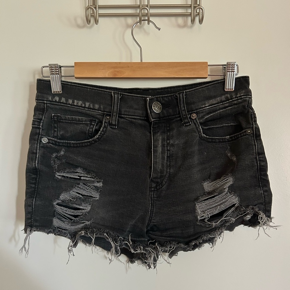 Express Black Ripped Jean Shorts
